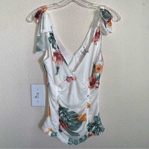 NWOT Venus Tropical Ruched Tank Top - Picture 1 of 11